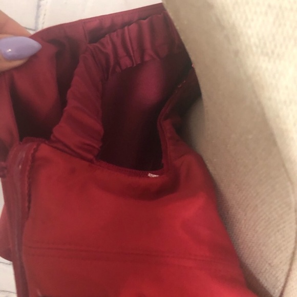 Adrianna Papell off the shoulder flounce red sequin dress - Picture 5 of 6